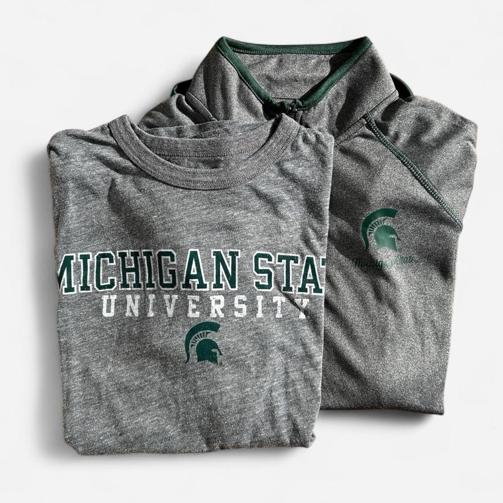 BUNDLE OF 2 ITEMS - Michigan State Spartans quarter zip pullover and t-shirt set